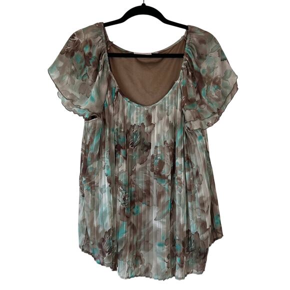 Vintage Y2K Floral Flowy Blouse size 18/20 Blue Whimsigoth Fairy - Picture 1 of 7